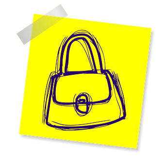 A Drawing Of A Handbag On A Yellow Paper
