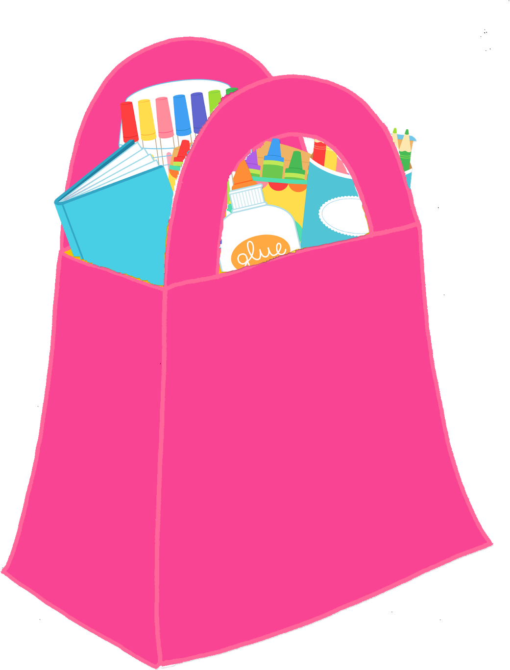 A Pink Bag With School Supplies