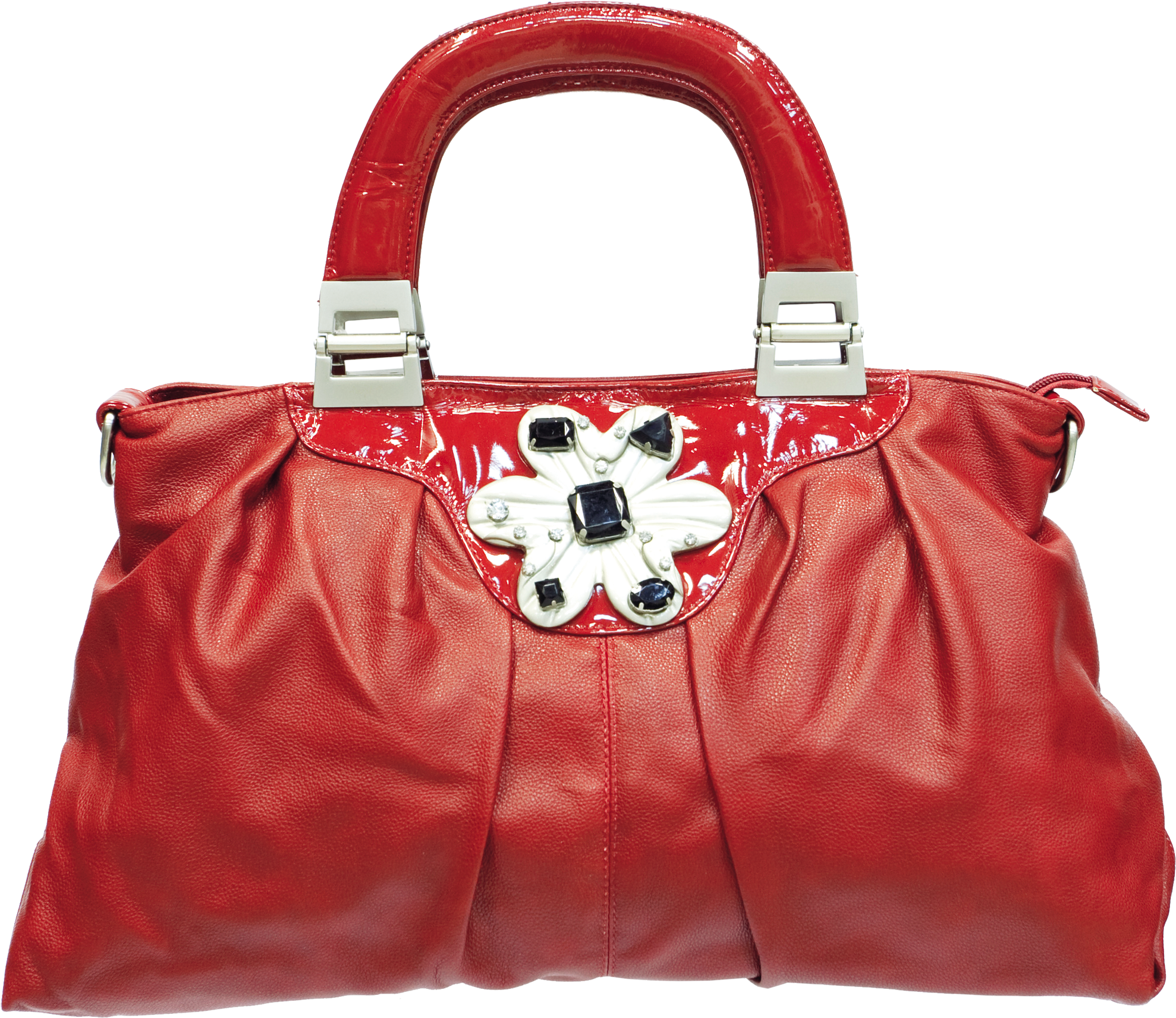 A Red Purse With A Black Background