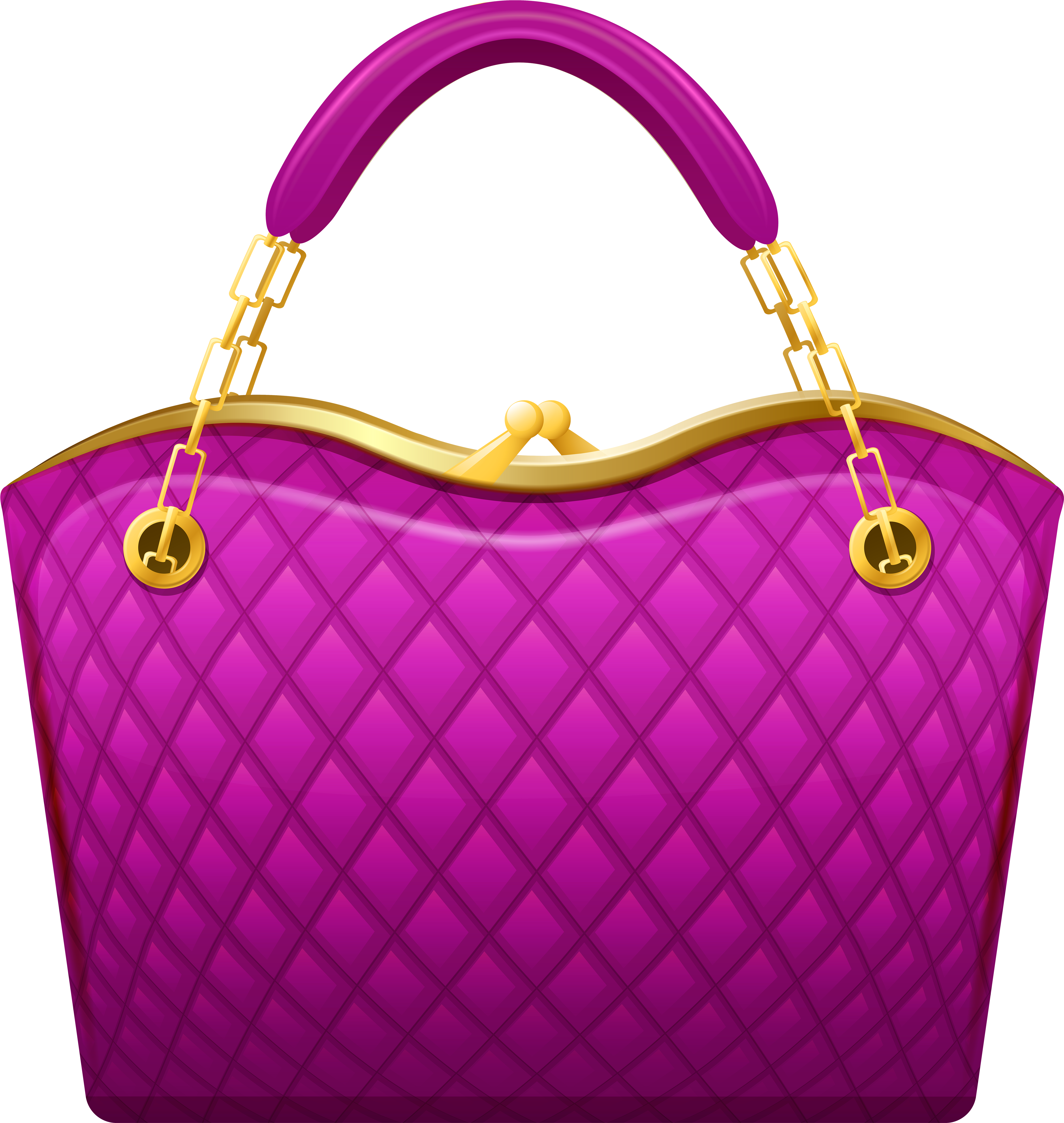 A Purple Purse With Gold Handles