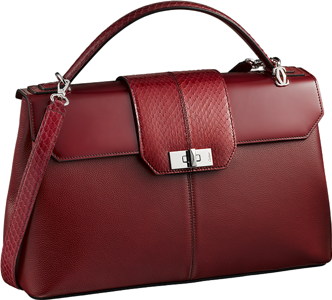 A Red Leather Handbag With A Handle