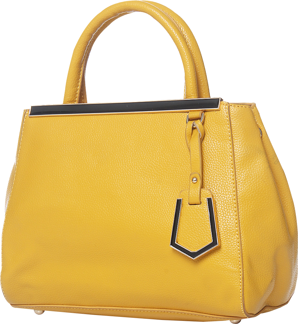 A Yellow Handbag On A Black Background