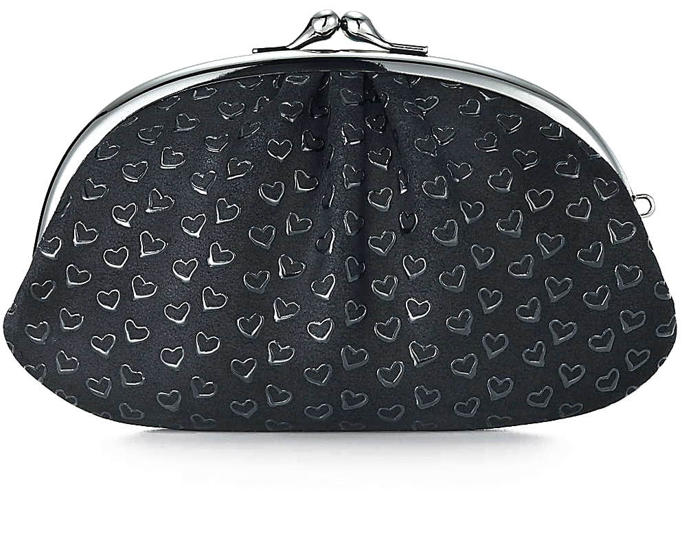 A Black Purse With Hearts On It