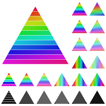A Group Of Different Colored Triangles