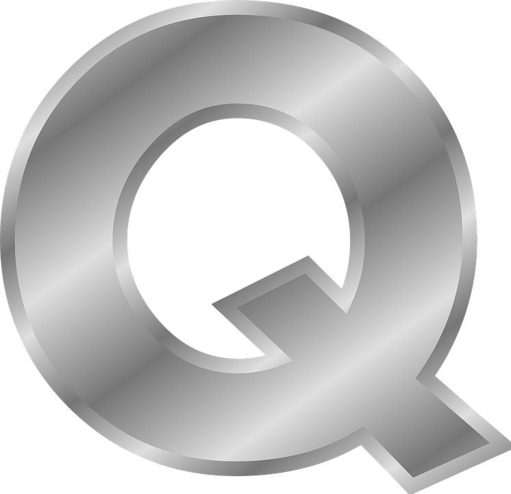 A Silver Letter Q On A Black Background