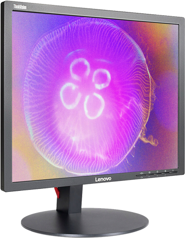 A Computer Monitor With A Pink And Purple Image
