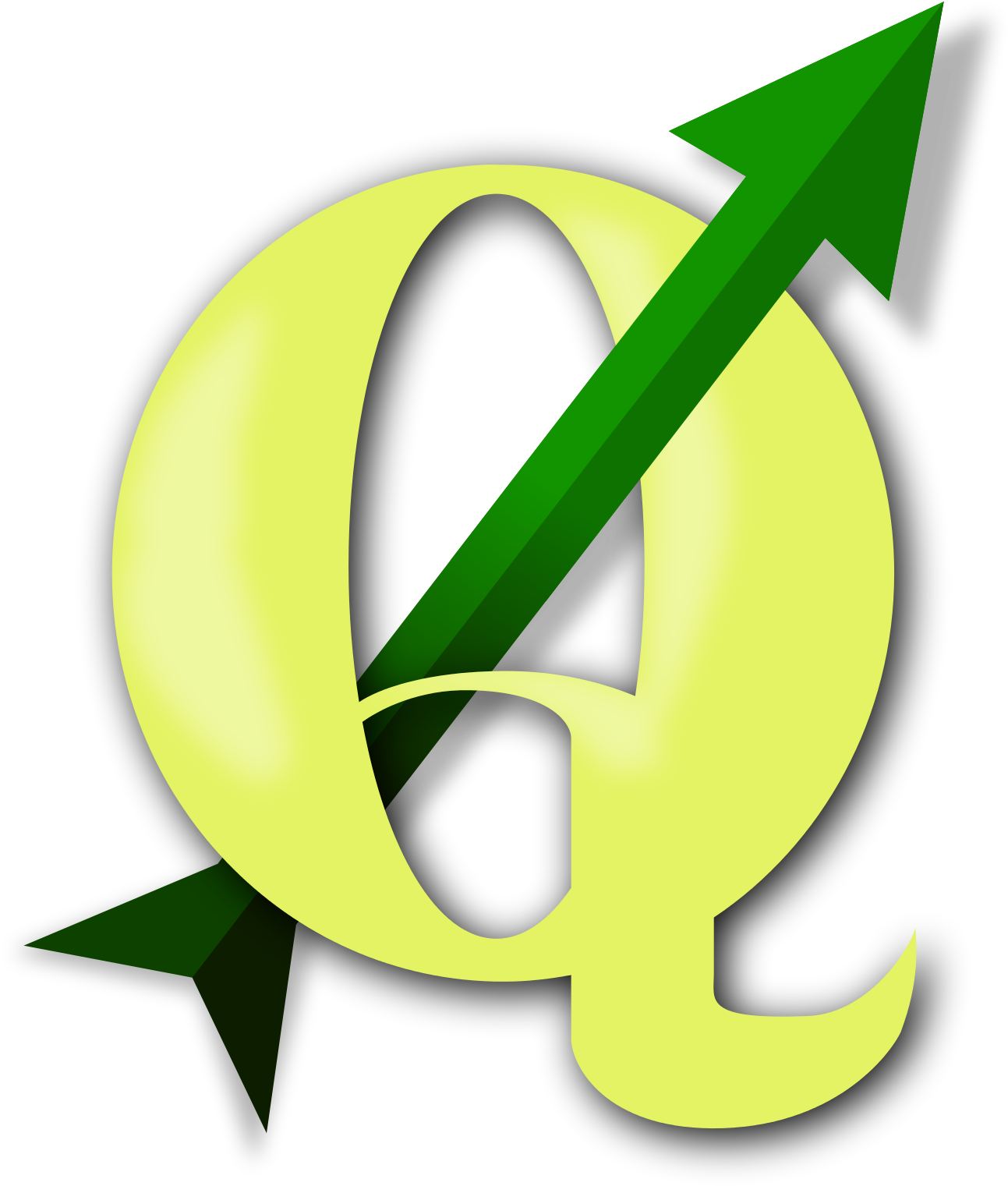 A Letter Q With An Arrow Pointing Up