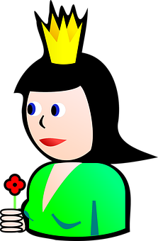 A Cartoon Of A Woman With A Crown And A Flower