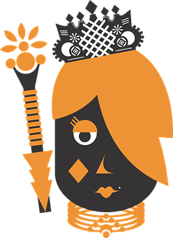 A Cartoon Of A Woman With A Crown And A Spear