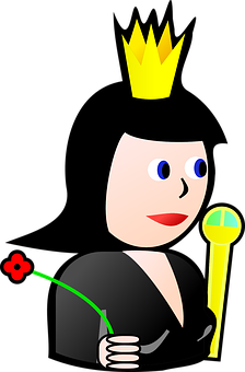 A Cartoon Of A Woman With A Crown And A Microphone