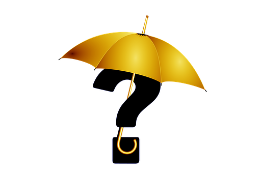 A Yellow Umbrella With A Question Mark