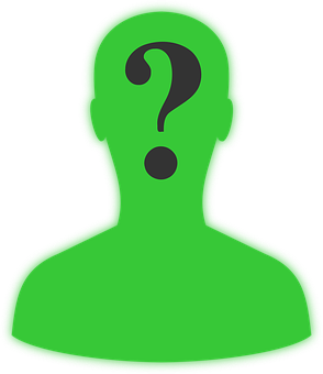 A Green Silhouette Of A Person With A Question Mark On It