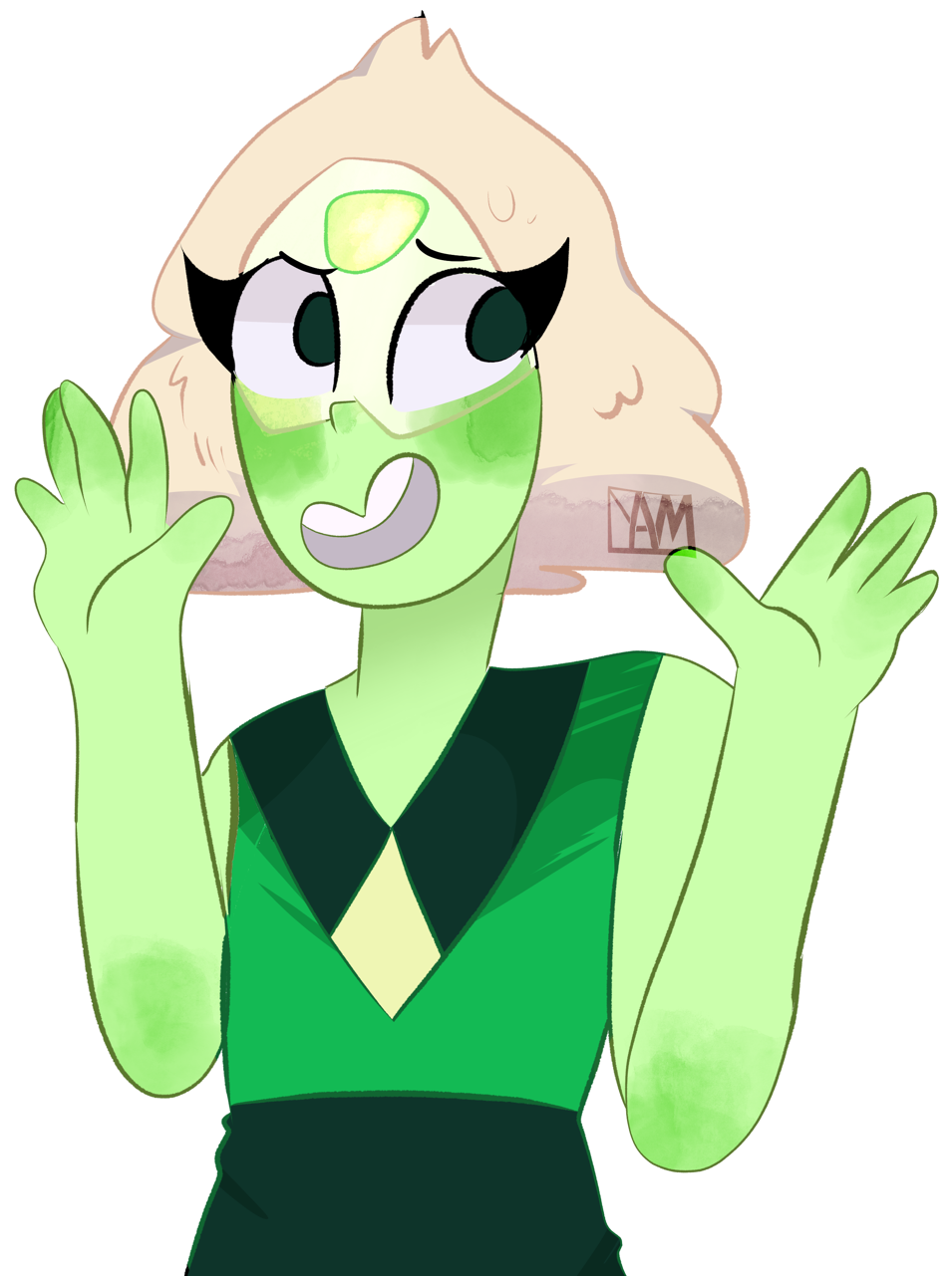 Cartoon Of A Woman With Blonde Hair And Green Face Paint