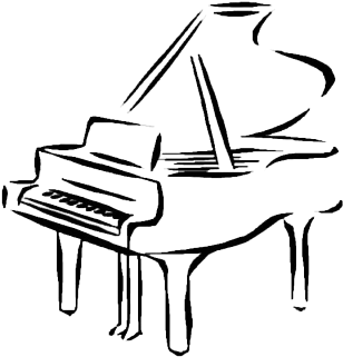 A Black And White Drawing Of A Piano