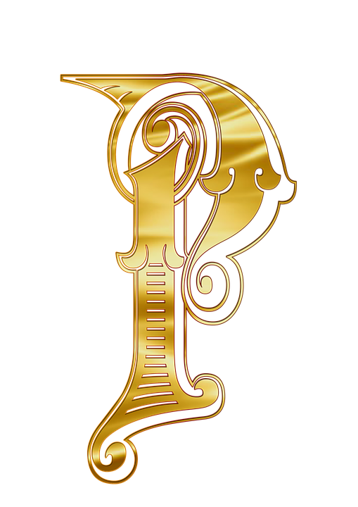 A Gold Letter P On A Black Background