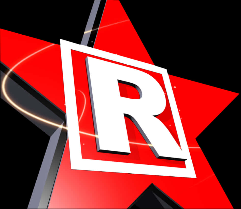 A Red Star With A White Letter R