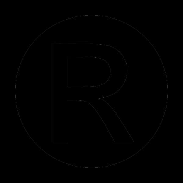 A Black Circle With A Letter R In It