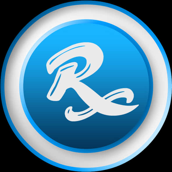 A Blue And White Circle With A Letter R