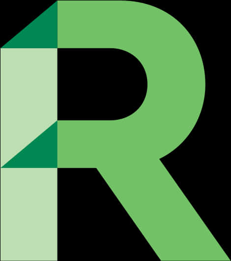 A Green Letter R On A Black Background