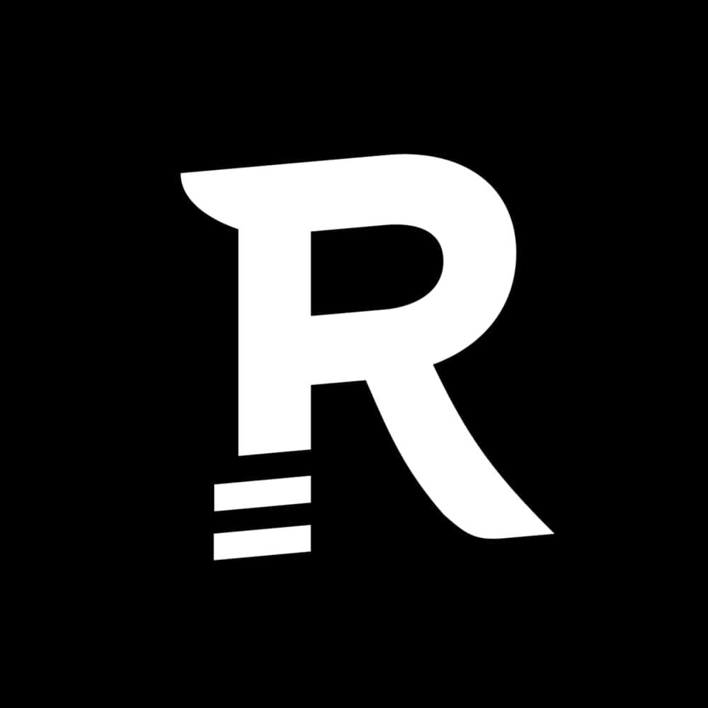 A White Letter R On A Black Background