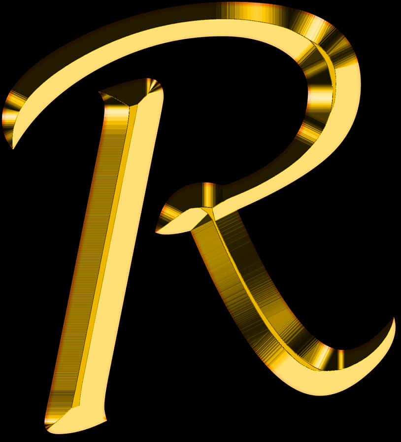 A Gold Letter R On A Black Background