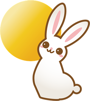 A Cartoon Rabbit With A Yellow Circle