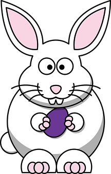 A Cartoon Rabbit Holding An Egg