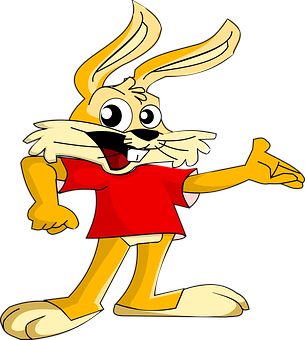 Cartoon Rabbit Wearing A Red Shirt
