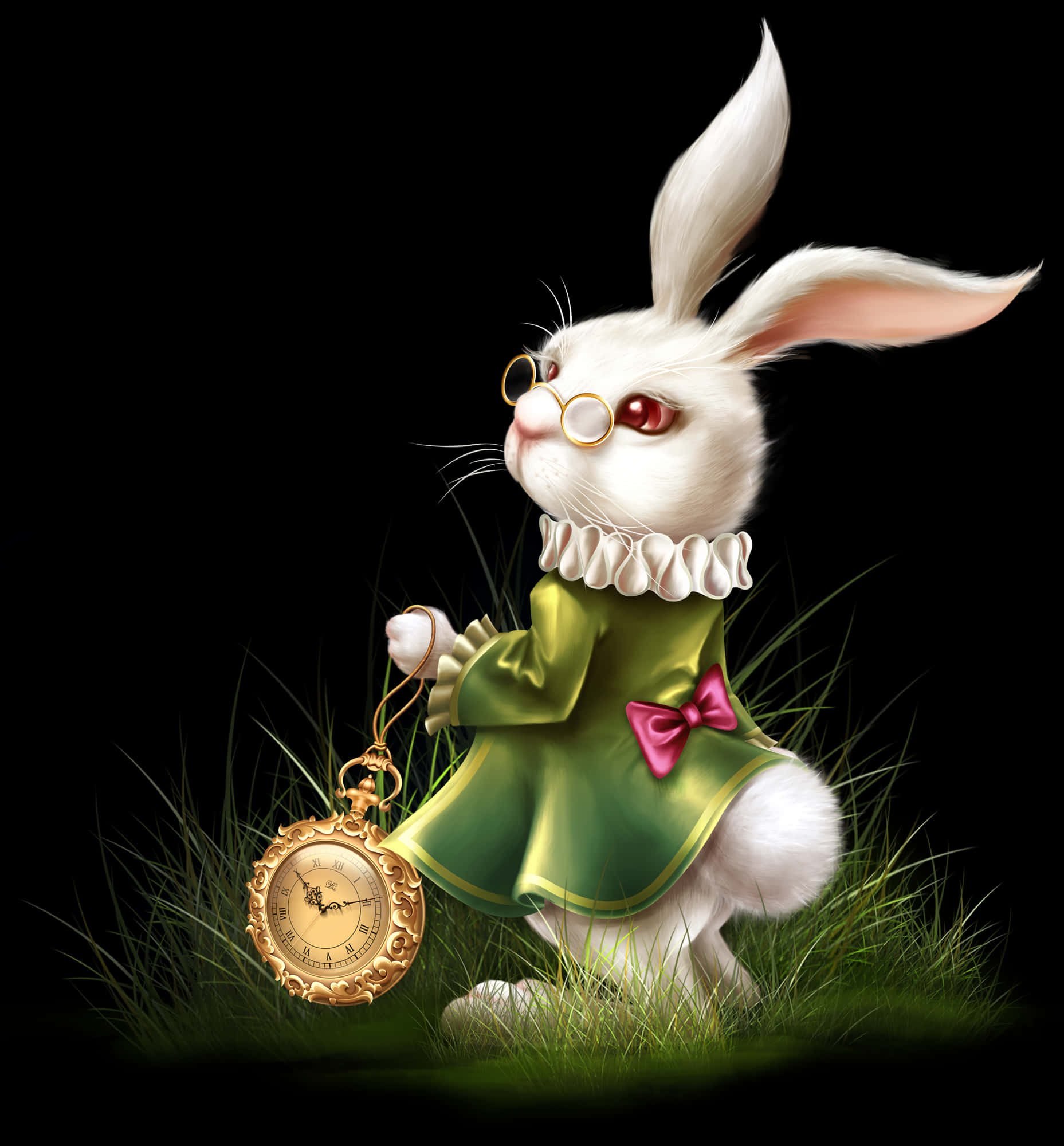 A White Rabbit Holding A Clock