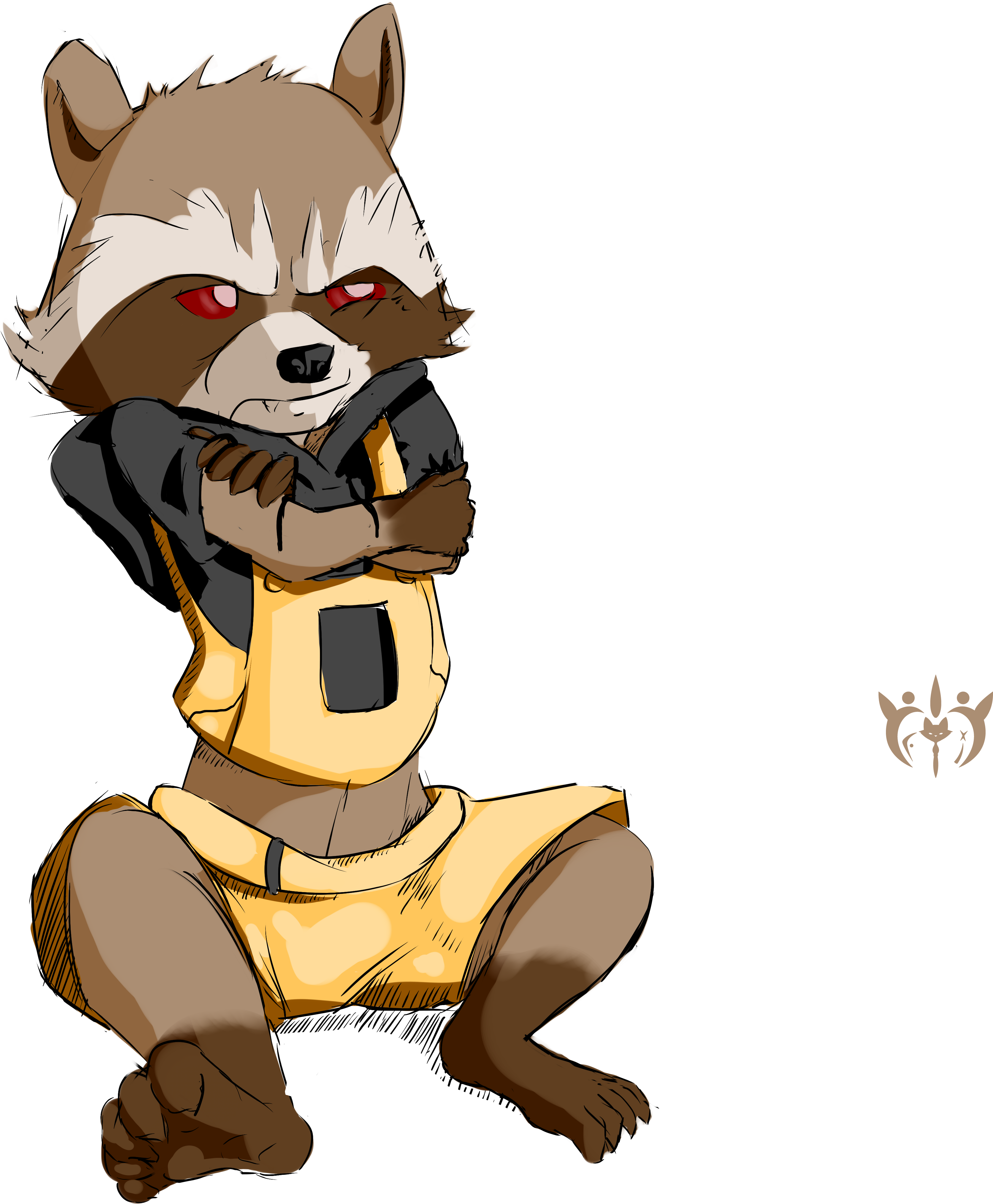 Cartoon Raccoon In Yellow Outfit