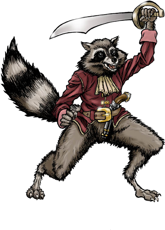 A Cartoon Of A Raccoon With A Sword