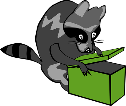 A Raccoon With A Green Box