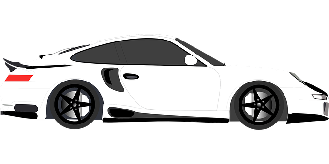 A White Sports Car On A Black Background
