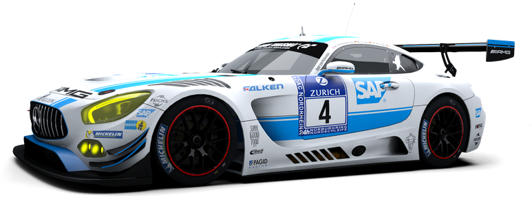 A White Race Car With Blue And White Stripes