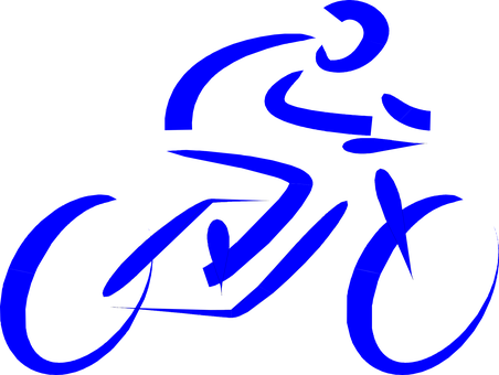 A Blue Line Drawing Of A Bike
