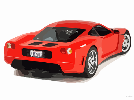A Red Sports Car With A White Background