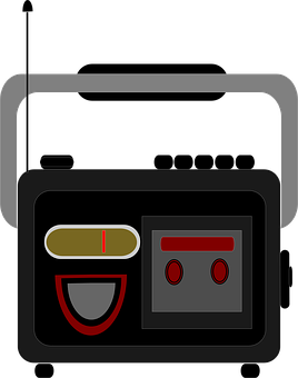 A Black And Grey Device With Red Buttons And A Red Light