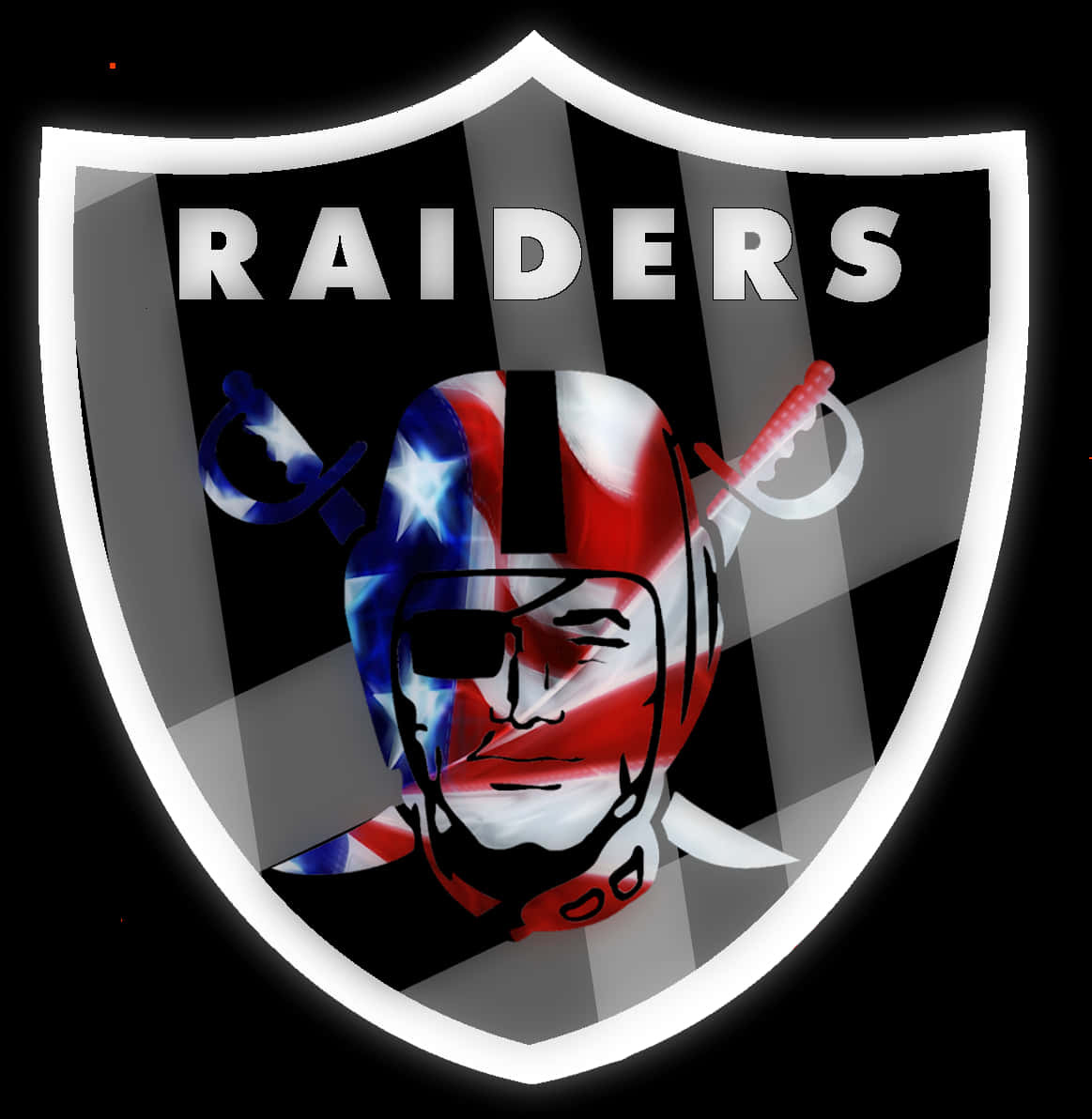 A Logo With A Flag And A Man In A Helmet