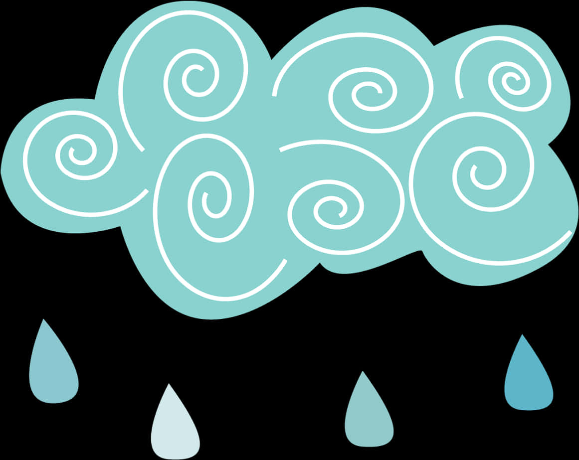 A Cloud With White Swirls And Raindrops