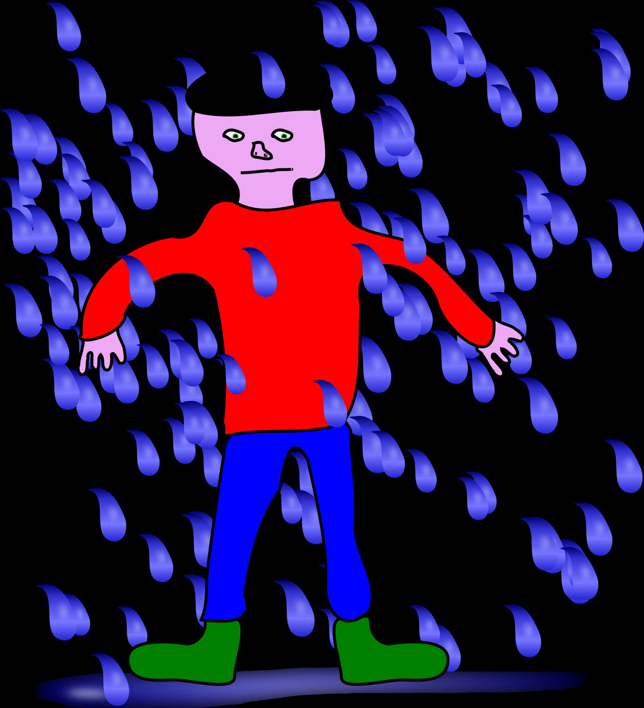 A Cartoon Of A Man Standing In The Rain
