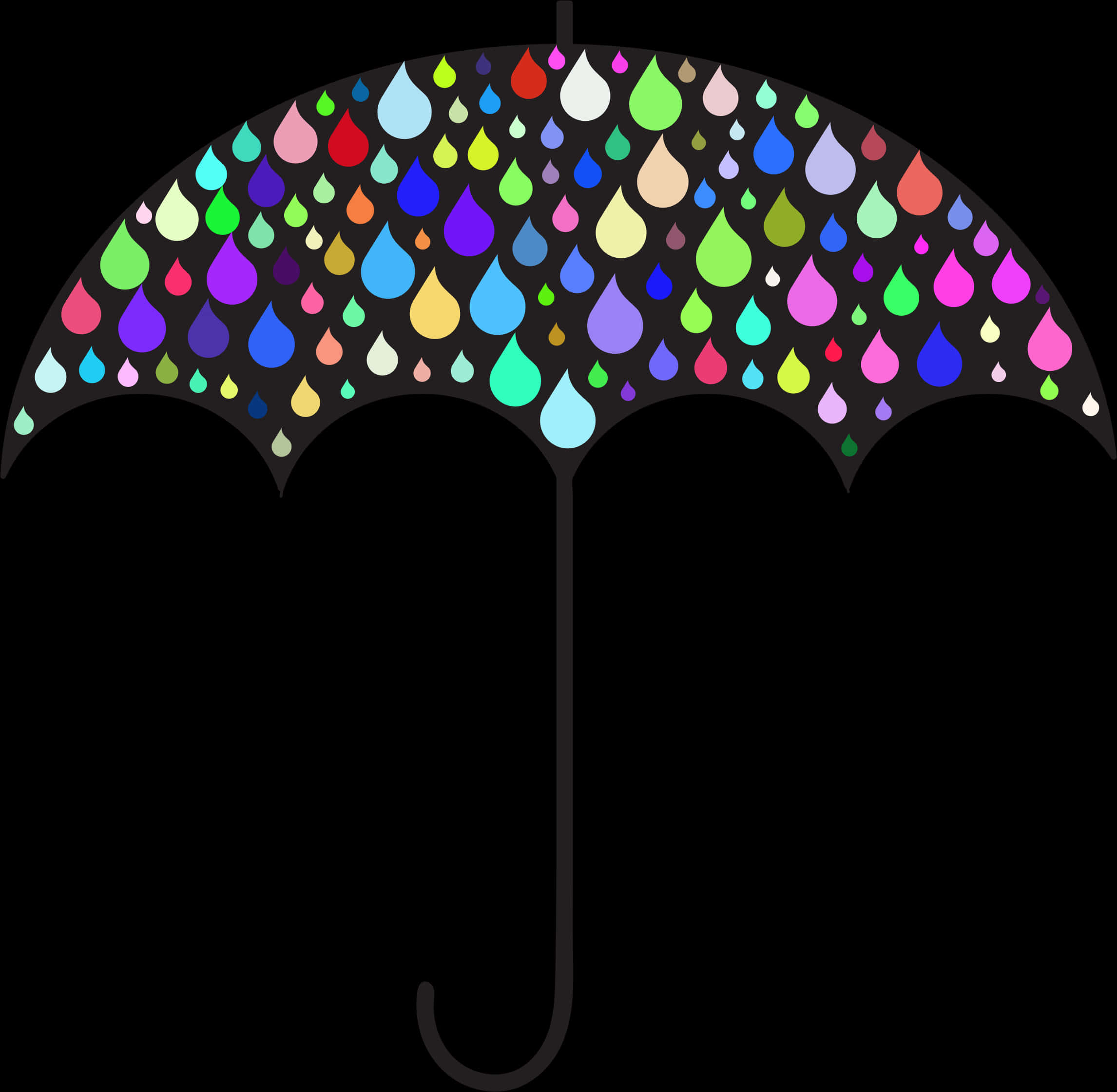 A Colorful Umbrella With Many Drops Of Water On It