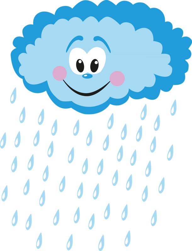 A Cartoon Of A Cloud With Rain Drops