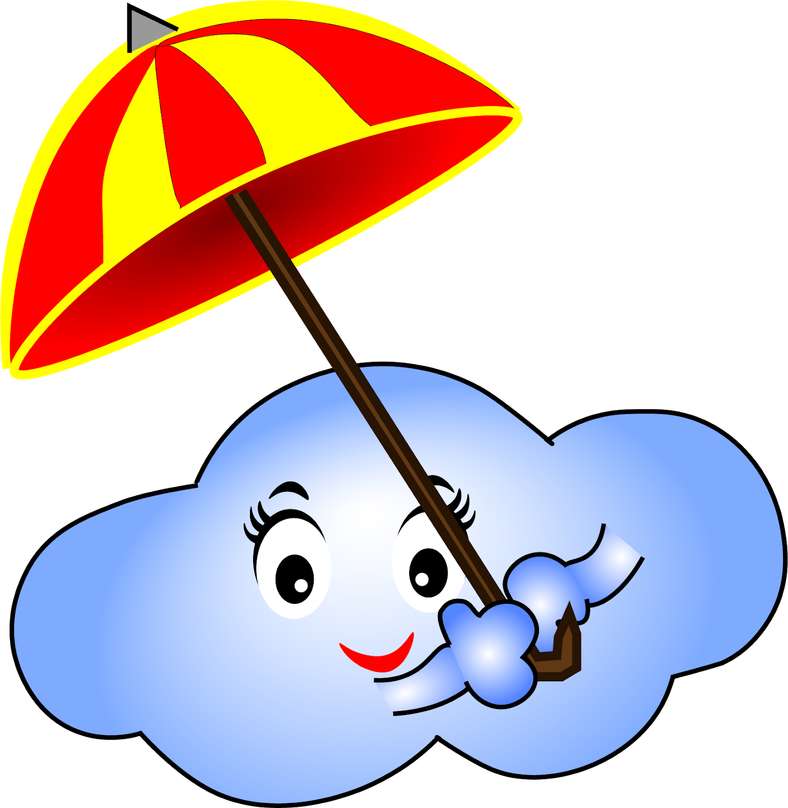 A Cartoon Of A Cloud With A Umbrella