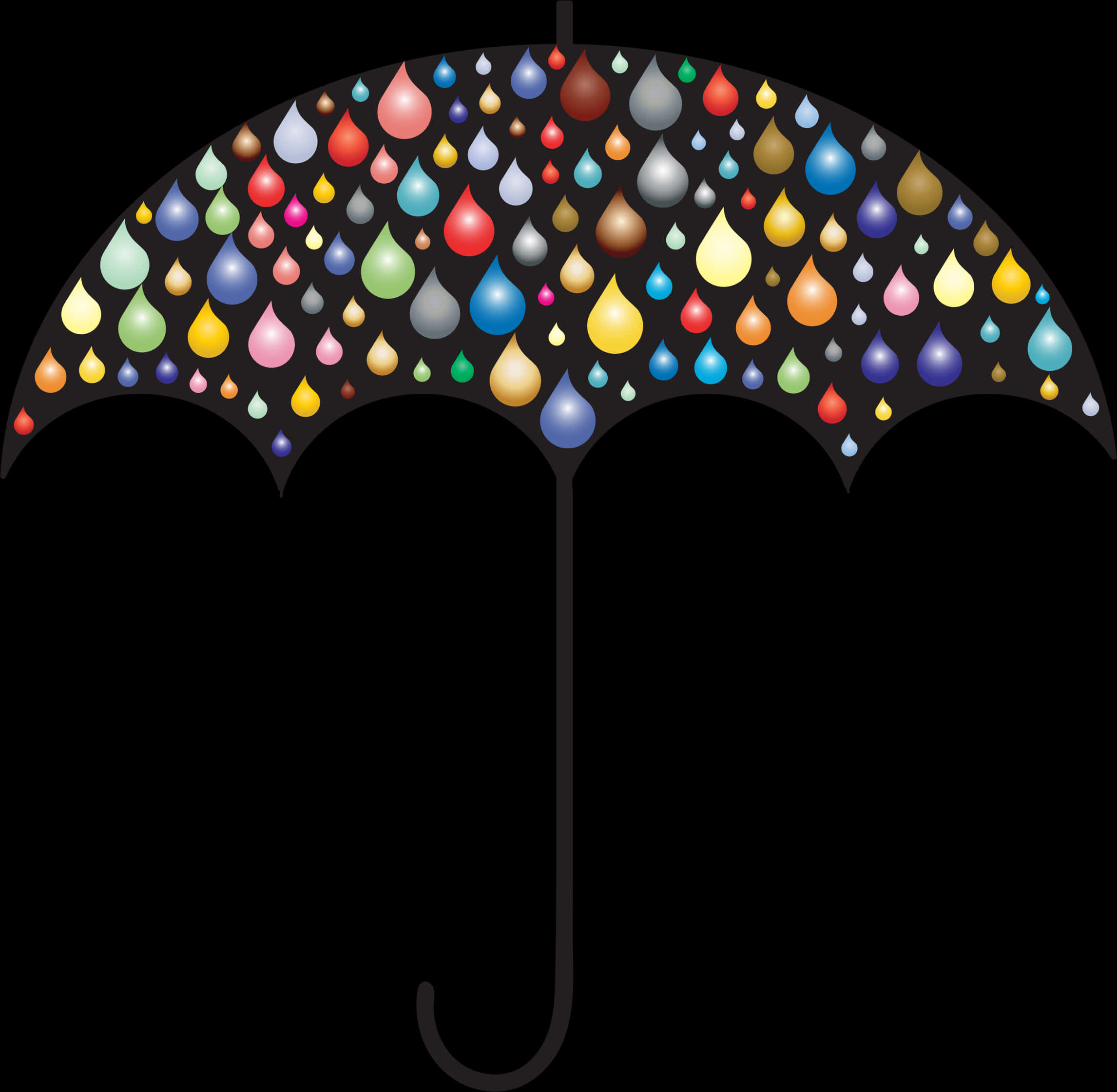 A Colorful Umbrella With Many Drops Of Water On It
