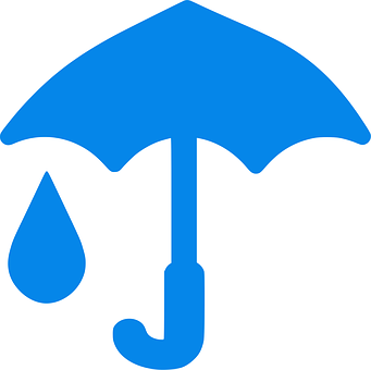 A Blue Umbrella And Water Drop