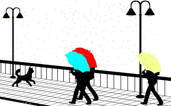 A Group Of Umbrellas In The Rain