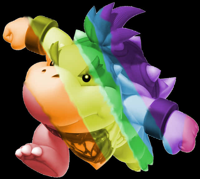 A Cartoon Character With Rainbow Colors