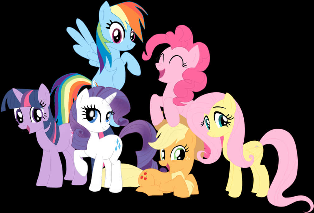 A Group Of Cartoon Pony