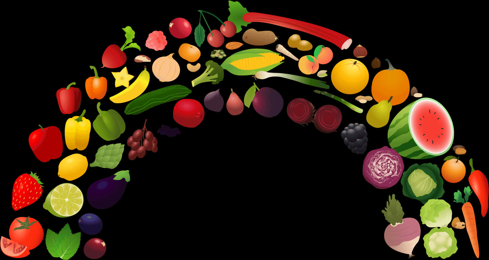 A Rainbow Of Fruits And Vegetables