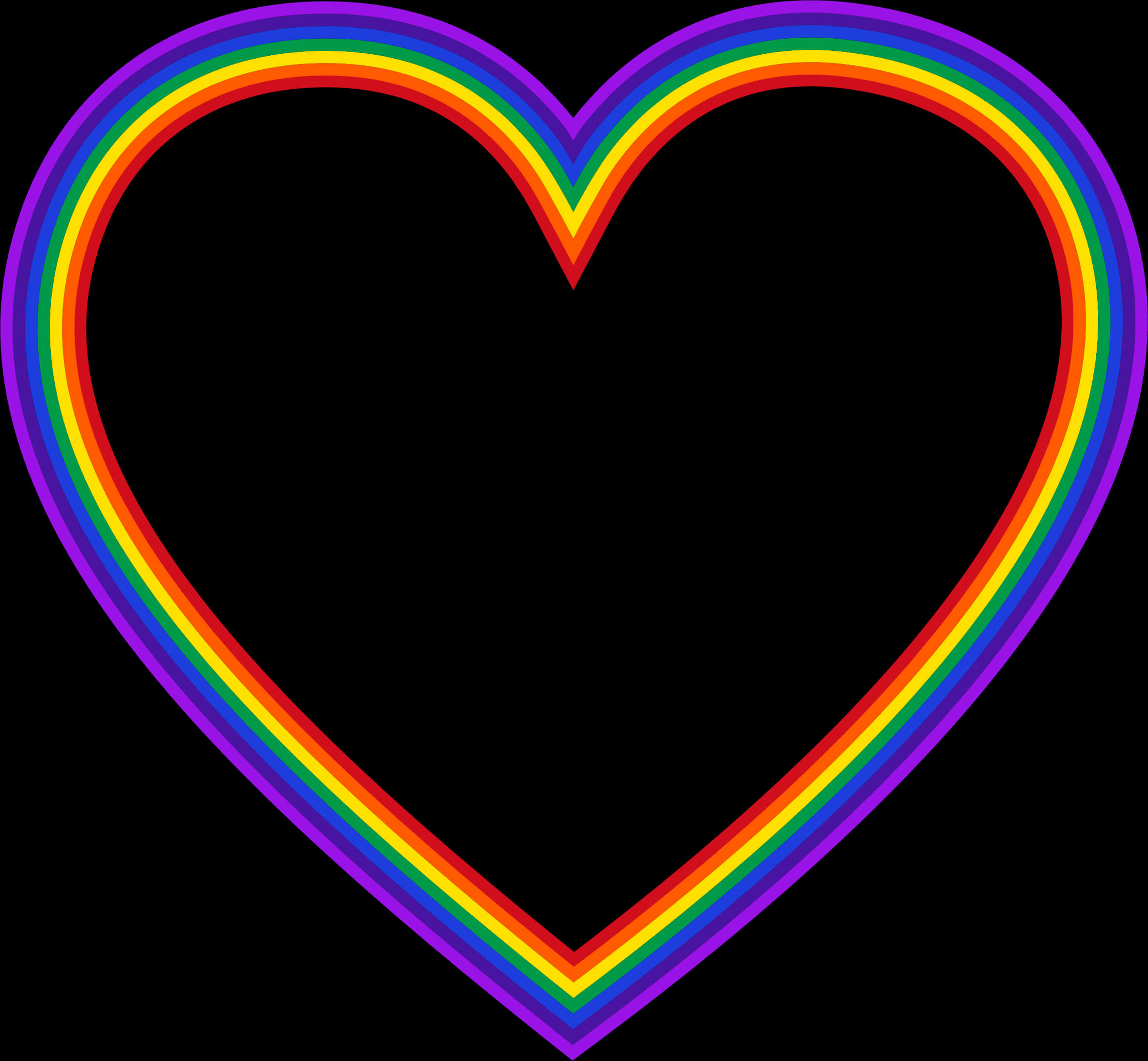 A Rainbow Colored Heart On A Black Background